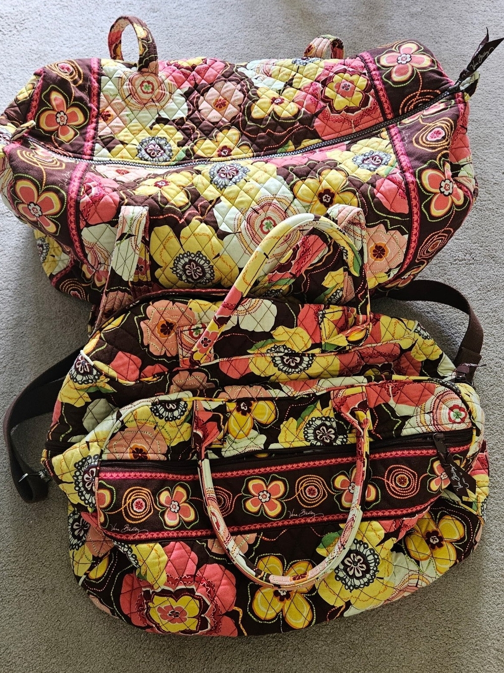Vera Bradley Travel Duffel & Overnight Bag Bundle In Buttercup Floral